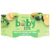 Auchan Baby Bio Brocoli pomme de terre Bio Bol Bébé dès 4 mois, 2x120g