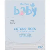 Auchan Baby Cotons-tiges sécurité pour bébé, 60 cotons-tiges