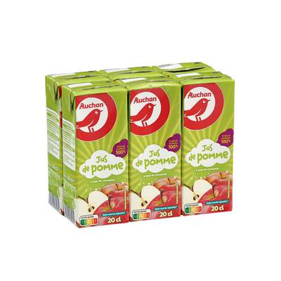 Auchan Jus de pomme à base de concentré, 6x20cl