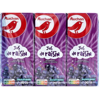 Auchan Jus de raisin à base de concentré, 6x20cl