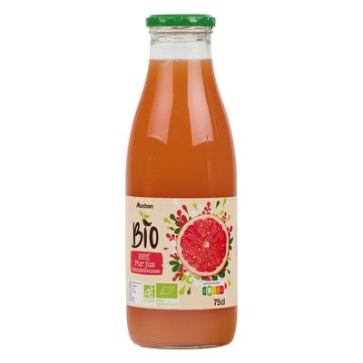Auchan BIO Pur jus de pamplemousse bio, 75cl