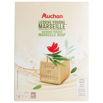 Auchan Lessive en poudre Savon de Marseille, 3kg