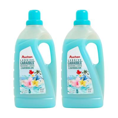 Auchan Lessive liquide Caraïbes, Lot de 2x2L