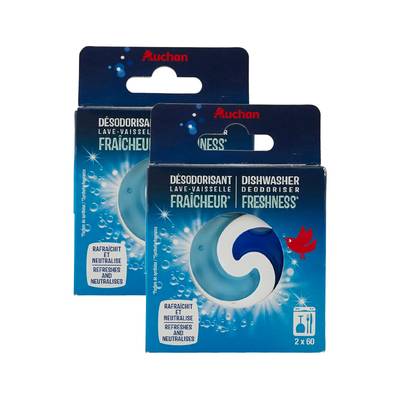 Auchan Désodorisant lave-vaisselle fraicheur, Lot de 2x2 pièces