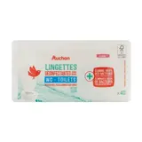 Auchan Lingettes WC désinfectantes sans javel, 40 lingettes