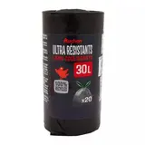 Auchan Sacs poubelle ultra résistants avec liens coulissants 30L, 20 sacs poubelles