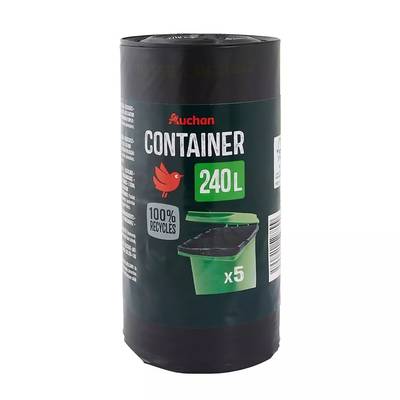 Auchan Sacs poubelle container 240L, 5 sacs poubelle
