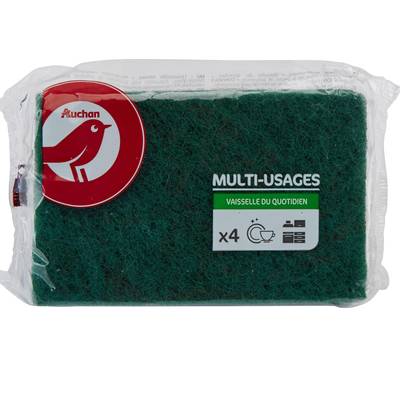 Auchan Tampons à récurer multi- usages, 4 tampons