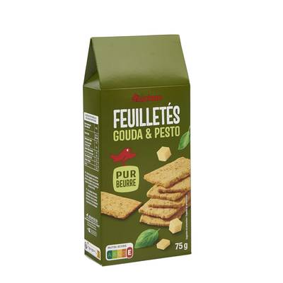 Auchan Feuilletés gouda et pesto pur beurre, 75g