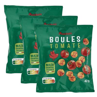 Auchan Biscuits soufflés à la tomate, Lot de 3x42g