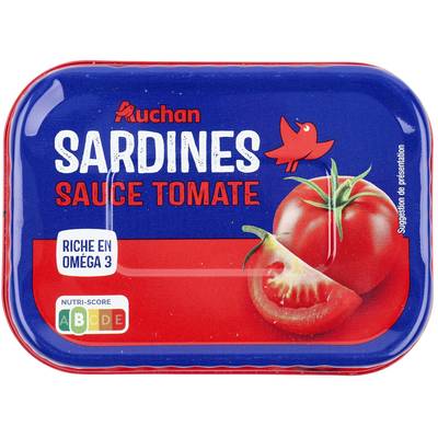 Auchan Sardines à la tomate en conserve, 88g