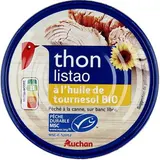 Auchan Thon Listao MSC à l'Huile de Tournesol Bio en conserve, 104g