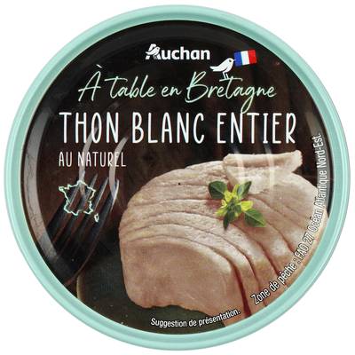 Auchan Terroir Thon blanc entier au naturel en conserve, 112g