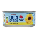 Auchan Thon entier à l'huile de tournesol en conserve, 160g