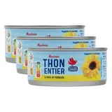 Auchan Thon entier à l'huile de tournesol en conserve, Lot de 3x160g