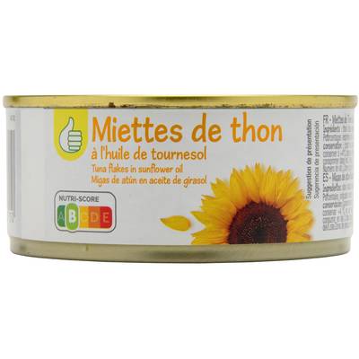 Pouce Miettes de thon à l'huile de tournesol en conserve, 160g