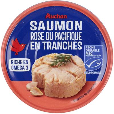 Auchan Saumon sans arêtes au naturel MSC en conserve, 112g