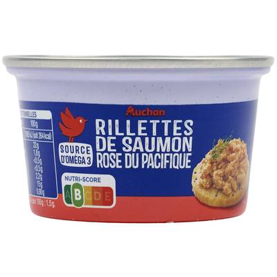 Auchan Rillettes de saumon en conserve, 125g