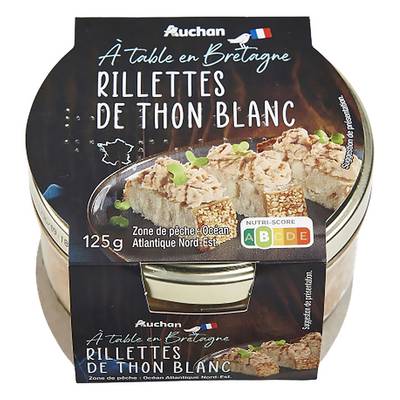 Auchan Terroir Rillettes de thon blanc en bocal, 125g