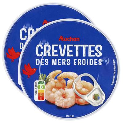 Auchan Crevettes des mers froides en conserve, Lot de 2x90g