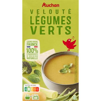 Auchan Velouté de Légumes Verts Soupe liquide en brique familiale, 1L