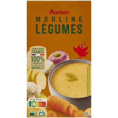 Auchan Mouliné de légumes Soupe liquide en brique familiale, 1L