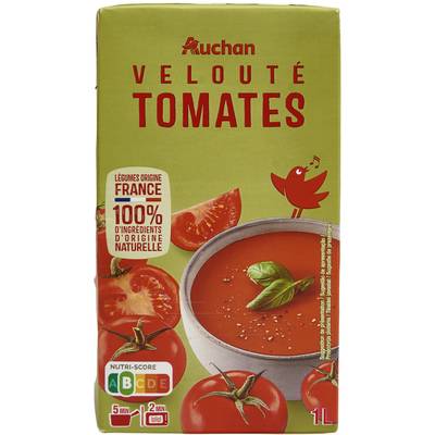 Auchan Velouté de tomates Soupe liquide en brique familiale, 1L