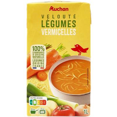 Auchan Velouté de légumes vermicelles Soupe liquide en brique familiale, 1L