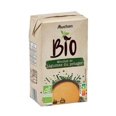 Auchan BIO Mouliné du potager Bio Soupe liquide en brique familiale, 1L