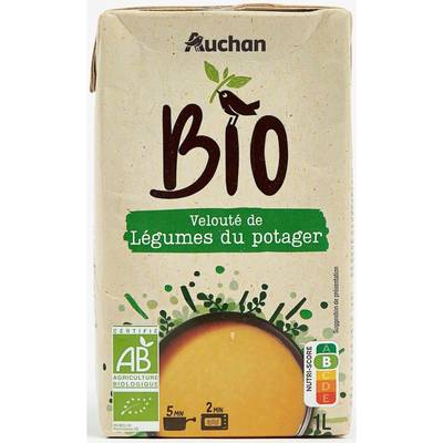 Auchan BIO Velouté de légumes du potager bio Soupe liquide en brique familiale, 1L