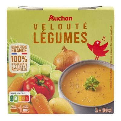 Auchan Velouté de légumes Soupe liquide en brique individuelle, 2x30cl