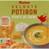 Auchan Soupe Velouté potiron et crème - Soupe liquide en brique individuelle, 2x30cl