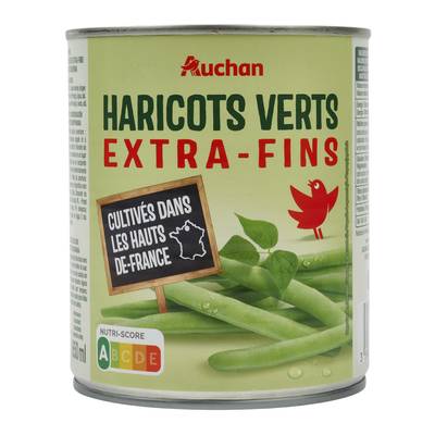 Auchan Haricots verts extra fins en conserve, 440g