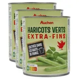 Auchan Haricots verts extra fins en conserve, Lot de 3x440g