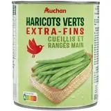 Auchan Haricots verts extra fins cueillis et rangés main en conserve, 440g