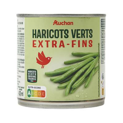 Auchan Haricots verts extra-fins en conserve, 220g