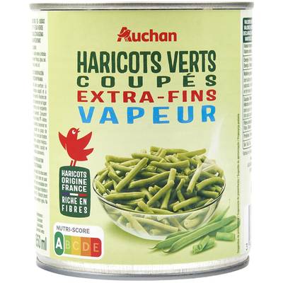 Auchan Haricots verts extra-fins vapeur en conserve, 455g