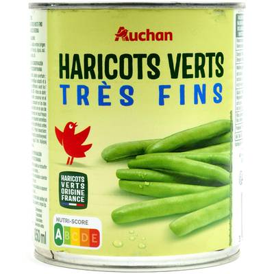 Auchan Haricots verts très fins en converve, 440g