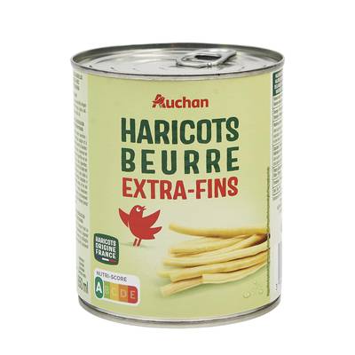 Auchan Haricots beurre extra fins en conserve, 440g