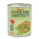 Auchan Petits pois carottes très fins à l'étuvée en conserve, 530g