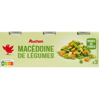 Auchan Macédoine de légumes en conserve, 3x130g