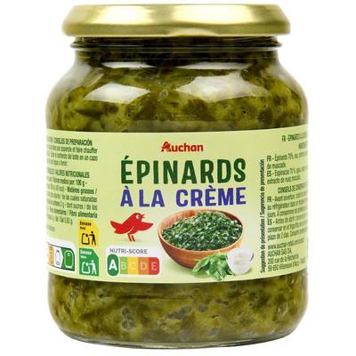 Auchan Epinard à la crème en bocal, 315g