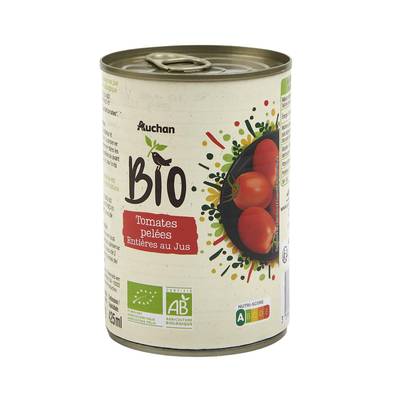 Auchan BIO Tomates pelées entières au jus de tomates Bio en conserve, 240g