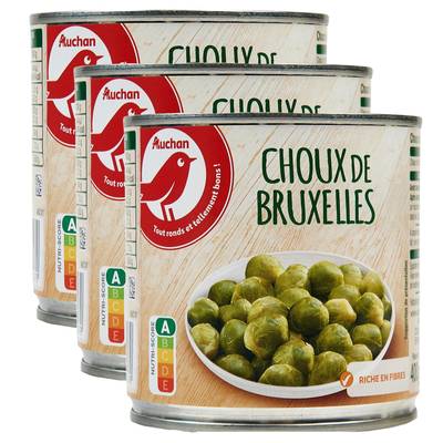Auchan Choux de Bruxelles en conserve, Lot de 3x265g