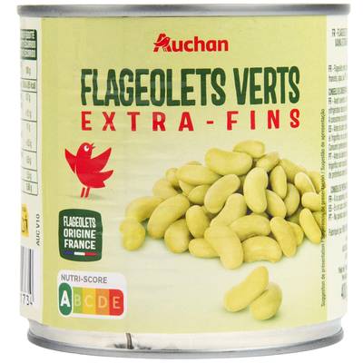 Auchan Flageolets verts extra fins en conserve, 265g