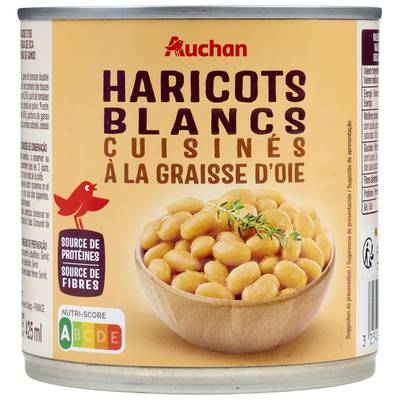 Auchan Haricots blancs cuisinés à la graisse d'Oie en conserve, 265g