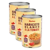 Auchan Haricots blancs à la tomate en conserve, Lot de 3x400g