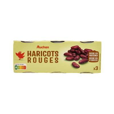 Auchan Haricots rouges en conserve, 3x125g