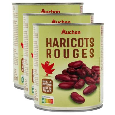 Auchan Haricots rouges en conserve, Lot de 3x500g