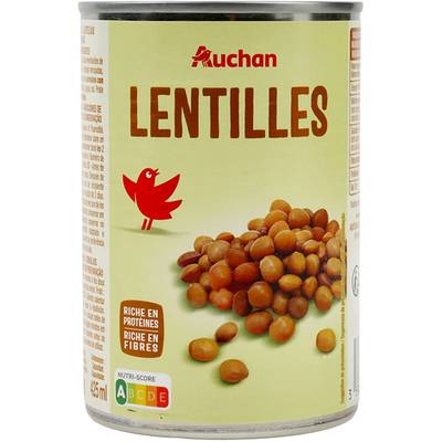 Auchan Lentilles Préparées en conserve, 265g